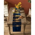 thumbnail image 5 of ERUNPONLY Summer Blue Gold Table Runner - 108 Inch Long Modern Coastal Ocean Wave Cotton and Linen Blended Dress Scarves Farmhouse Table Runner for Kitchen Dining, Coffee Table, 13"x108", 5 of 8