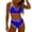 Dark Blue, variant on UTSJKR Women's V Neck Colorblock Tie Back Bikini Swimsuit, Padded Wireless 2 Piece Bathing Suit for Summer Vacation Beach Wear Light Blue S