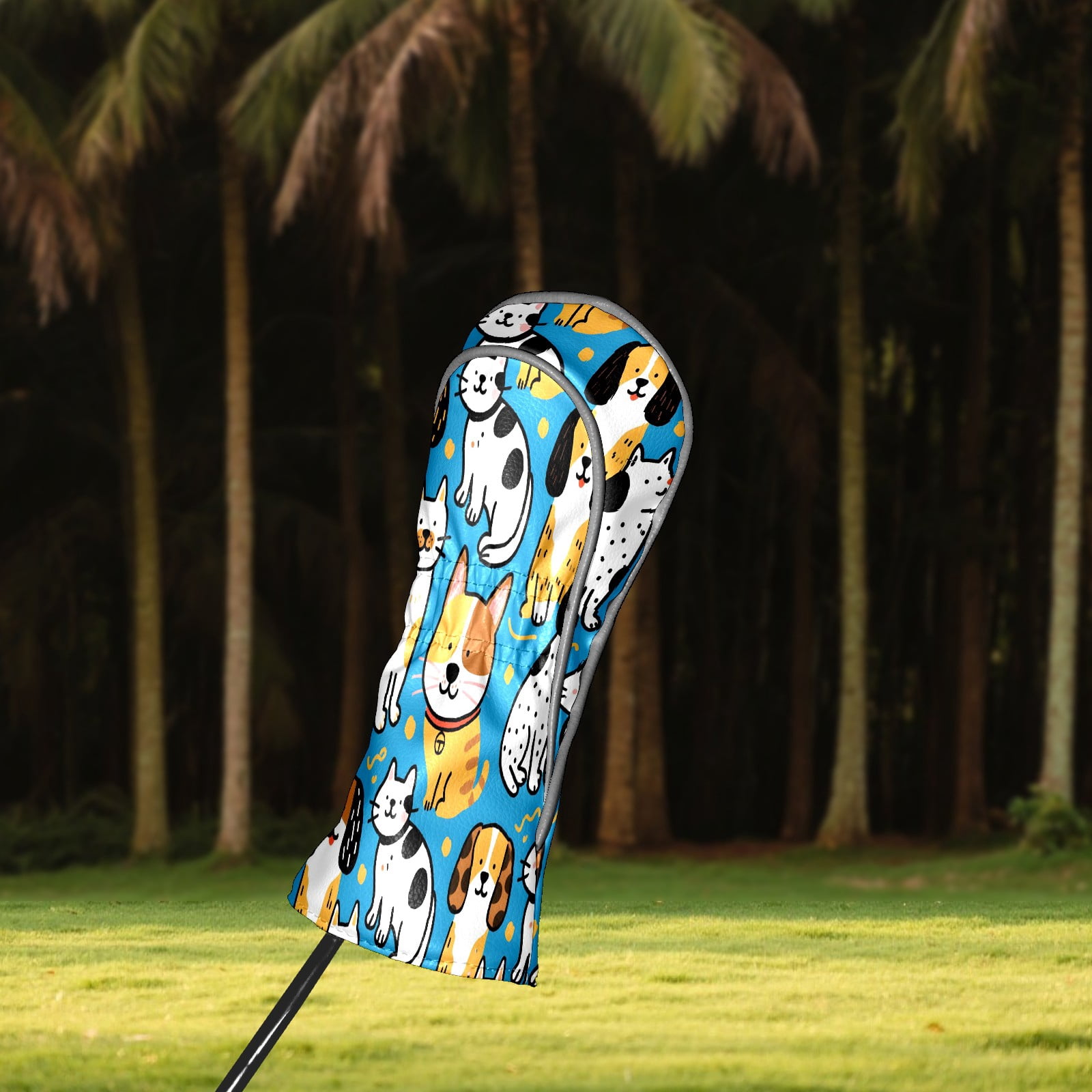 Golf Club Covers, Blue Pets Premium PU Leather Driver Hybrid Putter Head Covers with Velvet Lining, Waterproof Golf Gifts for Men Women