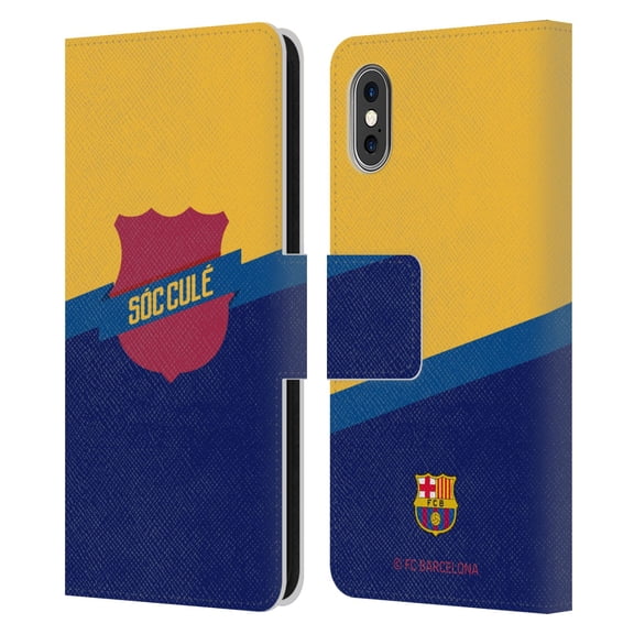 Head Case Designs Officially Licensed FC Barcelona Culé Badge Leather Book Wallet Case Cover Compatible with Apple iPhone X / iPhone XS