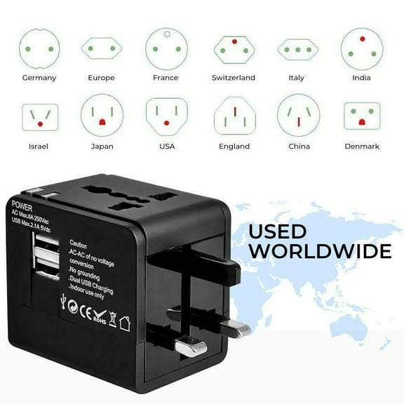 LILIANG Universal Travel Adapter World Wide Use Multi Plug Charger UK EU AU US USB Ports