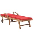 thumbnail image 5 of vidaXL Chaises Longues avec Coussins 2 Pcs Bois de Teck Massif Rouge, 5 of 5