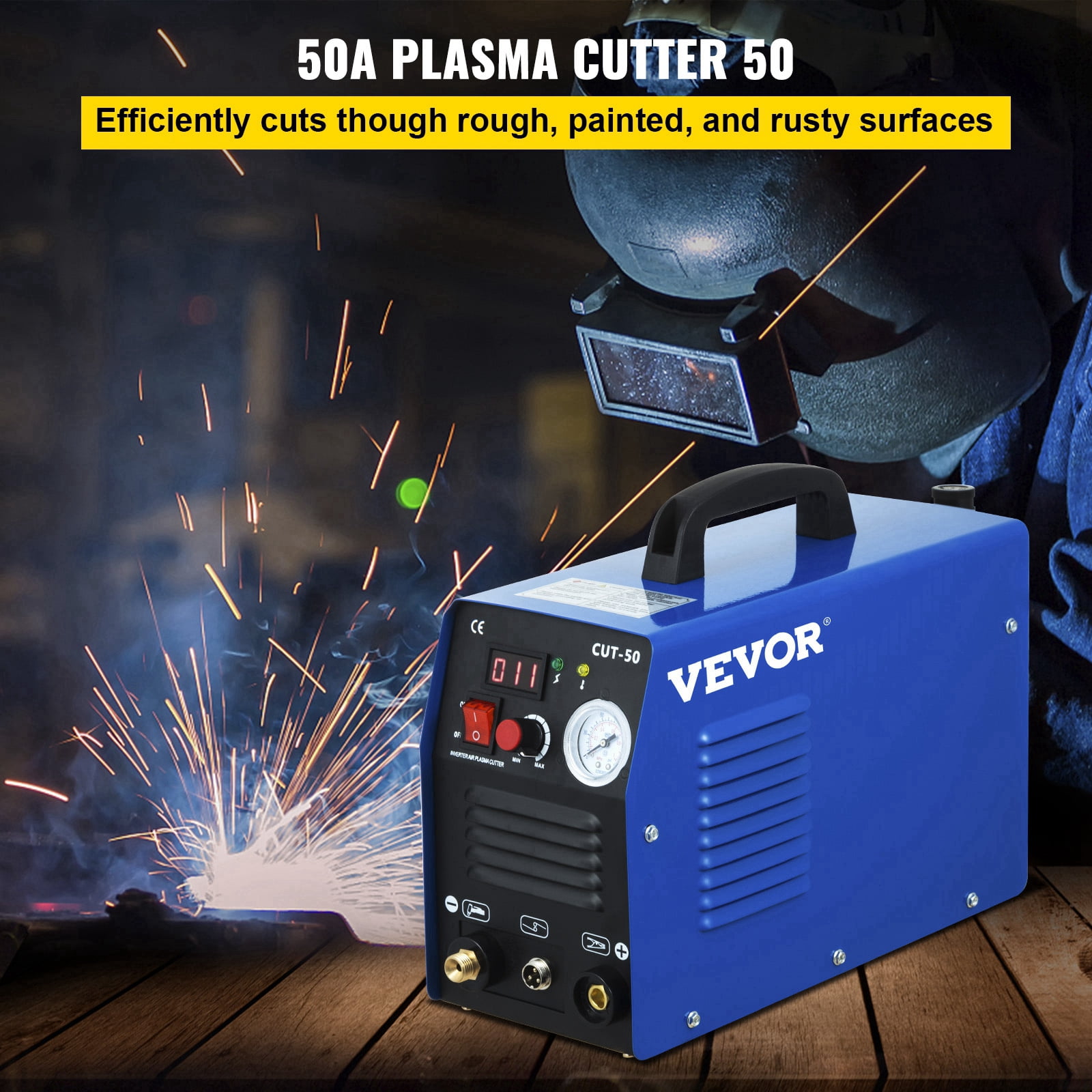Plasma Cutter 50 Amp Dual Voltage Compact Metal Cutter Vevor CUT-50F Clean Cut 
