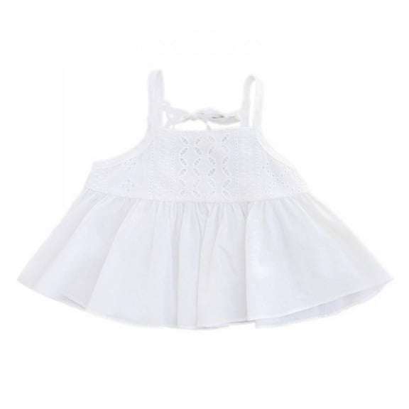 Magazine Girls Summer Pure Color Comfortable Breathable Halter Belt Blouse 2-14Y