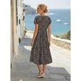 thumbnail image 3 of Black And White Ditsy Floral Ruffle Hem Midi Dress For Women, 3 of 6