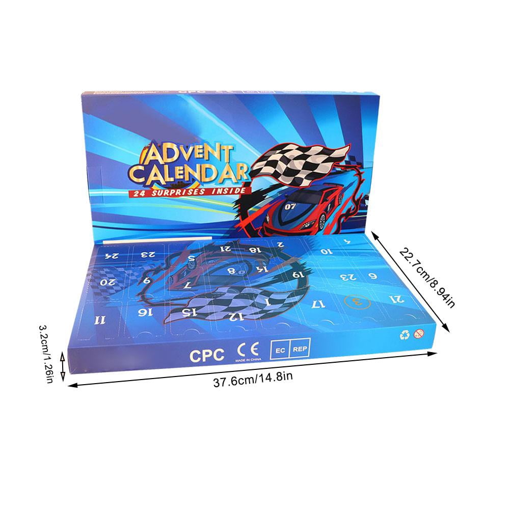 Calendrier De L'Avent Voiture – 24 Jours, 24 Voitures à Tirer, Alliage + ABS, 37,6 X 22,7 Cm, Noël, Dès 3 Ans