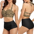 thumbnail image 4 of ONLYSHE Retro Bathing Suits for Women 2 Piece Printed Swimsuits Bikini Top With High Waisted Bottom Swimwear, 4 of 6