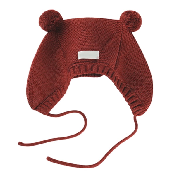Gorro de ganchillo para bebé, gorro con orejas de oso bonito para niños y niñas, gorros con orejeras para otoño e invierno, gorro cálido