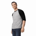 thumbnail image 4 of Gildan Heavy Cotton Raglan Three-Quarter Sleeve T-Shirt Unisex Classic fit Tee, Men's Raglan T-Shirt, Sport Grey/ Black S, 4 of 6