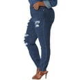 thumbnail image 5 of Agnes Orinda Women's Plus Size High Rise Skinny Ripped Distressed Legging Jeans, 5 of 7