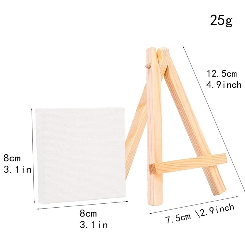 Jiay Mini Canvas and Natural Wood Easel Set for Art Painting Drawing Craft Wedding Supply 