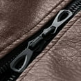 thumbnail image 6 of YYDGH Men's Faux Leather Motorcycle Jacket Vintage Zip Up Collared Leather Biker Coat Lightweight Coats with Pocket Coffee 3XL, 6 of 8