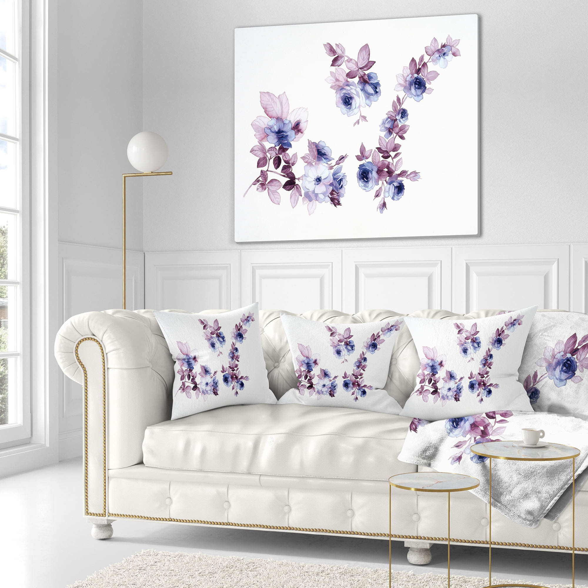 Designart Watercolor Flowers - Floral Throw Pillow - 16x16