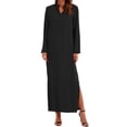 thumbnail image 1 of Mujeres Retro Long Maxi Vestido Elegante Sexy Señoras Larga Manga Collar Larga Línea Split Soli Abanopi Vestido Maxi, 1 of 7