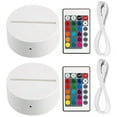 thumbnail image 2 of Paquete de 4 Bases de Lámpara de Luz LED de Noche 3D + Control Remoto + Cable USB, Soporte de Exhibición de Luz de 16 Colores para Acrílico Color Blanco, 2 of 9