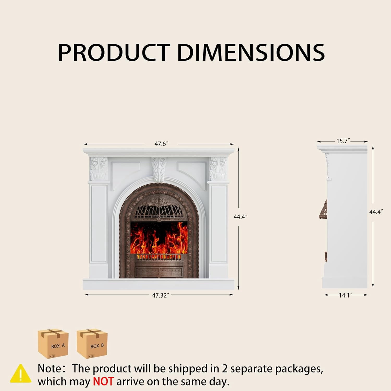 BOSHIRO Electric Fireplace with Mantel, 48 Inch Fireplace Tv Stand with Birdcage Fireplace Heater for Bedroom, Entryway Decor