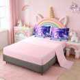 thumbnail image 3 of Erosebridal Purple Unicorn Animal 7-Piece Bedding Comforter Set,Kawaii Stars Rustic Flower Mushroom King Bedding Sets For Kids,Reversible Pink, 3 of 7