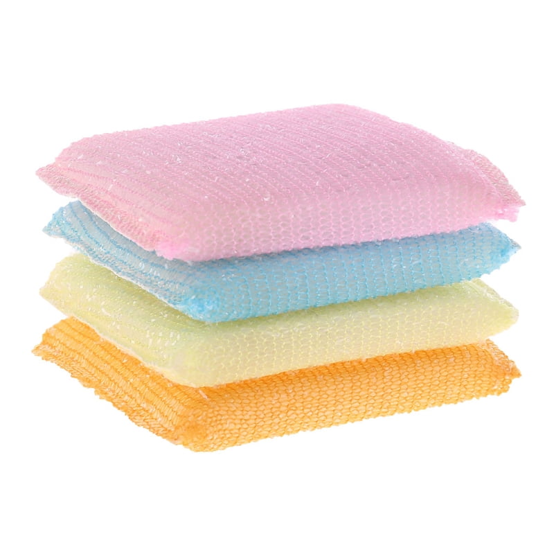 Techinal 4pcs/set Soft Sponge Scouring Pads Dish Bowl Kitchen Cleaning Scrub Scrubber Pad