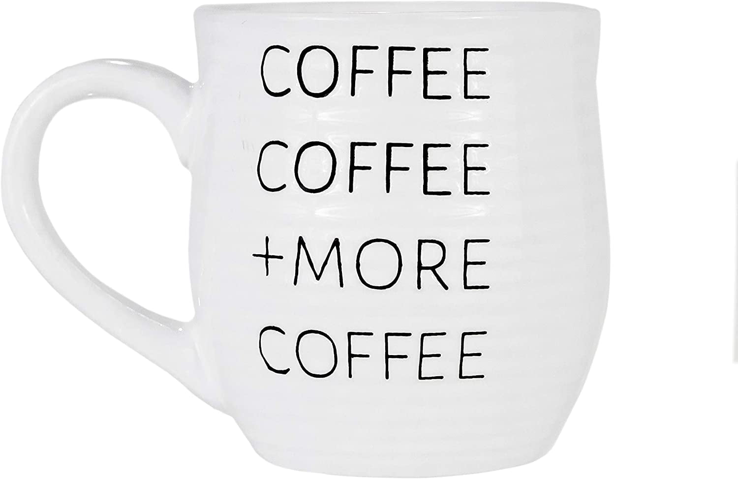 White Ceramic Coffee Mug with Black Letters, 20-Ounce