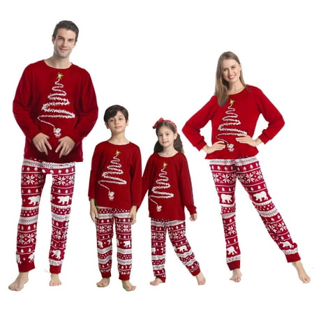

Christmas Family Matching Pajamas 2Pcs Set Dad Mom Kids Baby Pjs Christmas Tree Sleepwear Nightwear