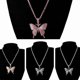 thumbnail image 3 of Colgante de mariposa con pavé de cristal completamente helado y brillante, colgante de mariposa en 3D con circonita cúbica, joyería de moda, color rosa, 3 of 5