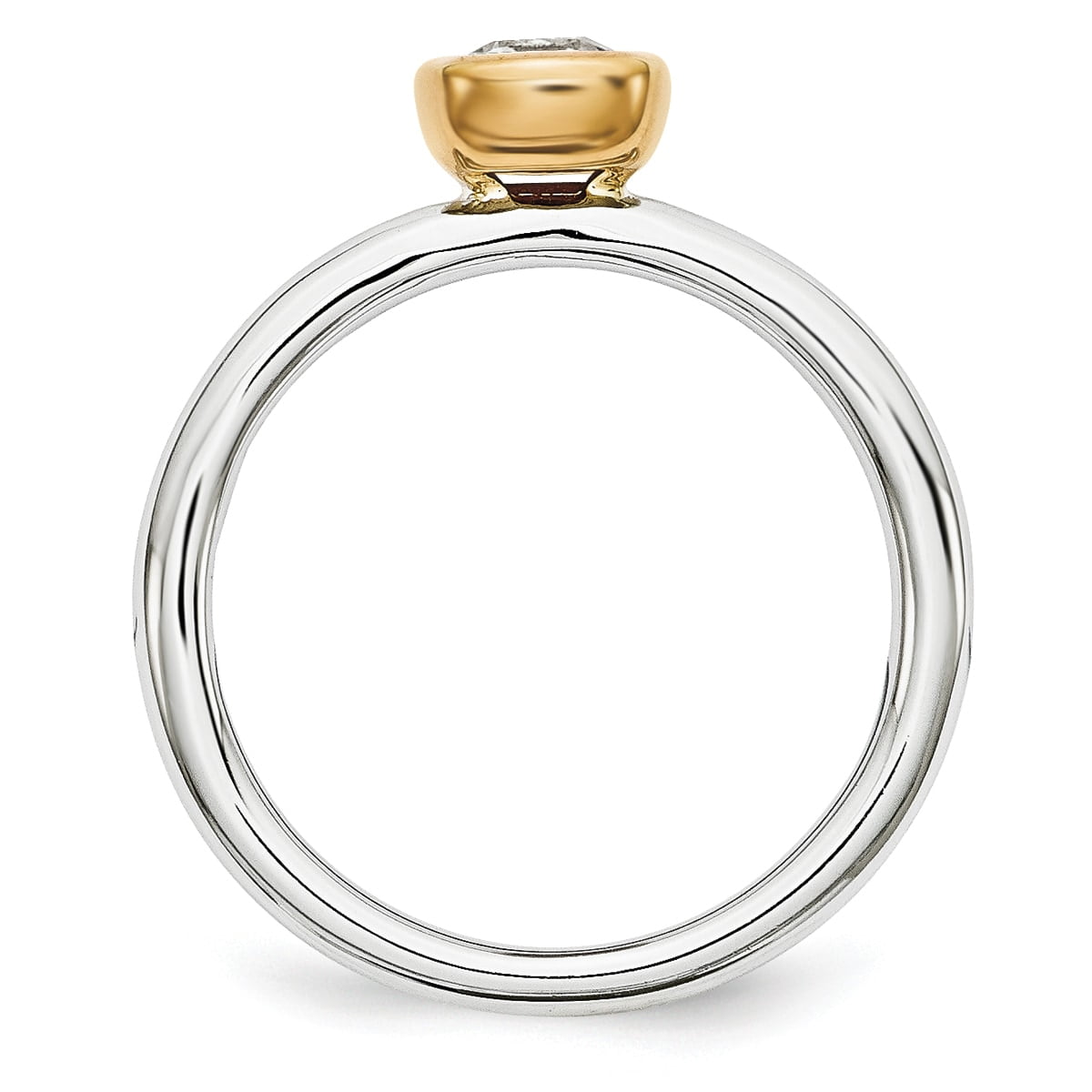 White Topaz Sterling Silver with Gold-Plate Ring
