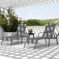 thumbnail image 4 of Costway Chaise Longue de Patio avec Accoudoirs Inclinables Réglables, Gris Turquoise, 4 of 9