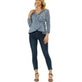 thumbnail image 3 of INSPIRE CHIC Women's Ruffle V-Neck Blouse Floral Self Tie Wrap Peplum Top S Blue Grey, 3 of 8