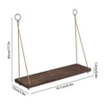thumbnail image 2 of Wooden Hanging Rope Shelf with Hemp Cords - Rustic Wall Mounted Board for Plants, Books & Decor, Adjustable Length, Supports up to 8 lb, 2 of 6