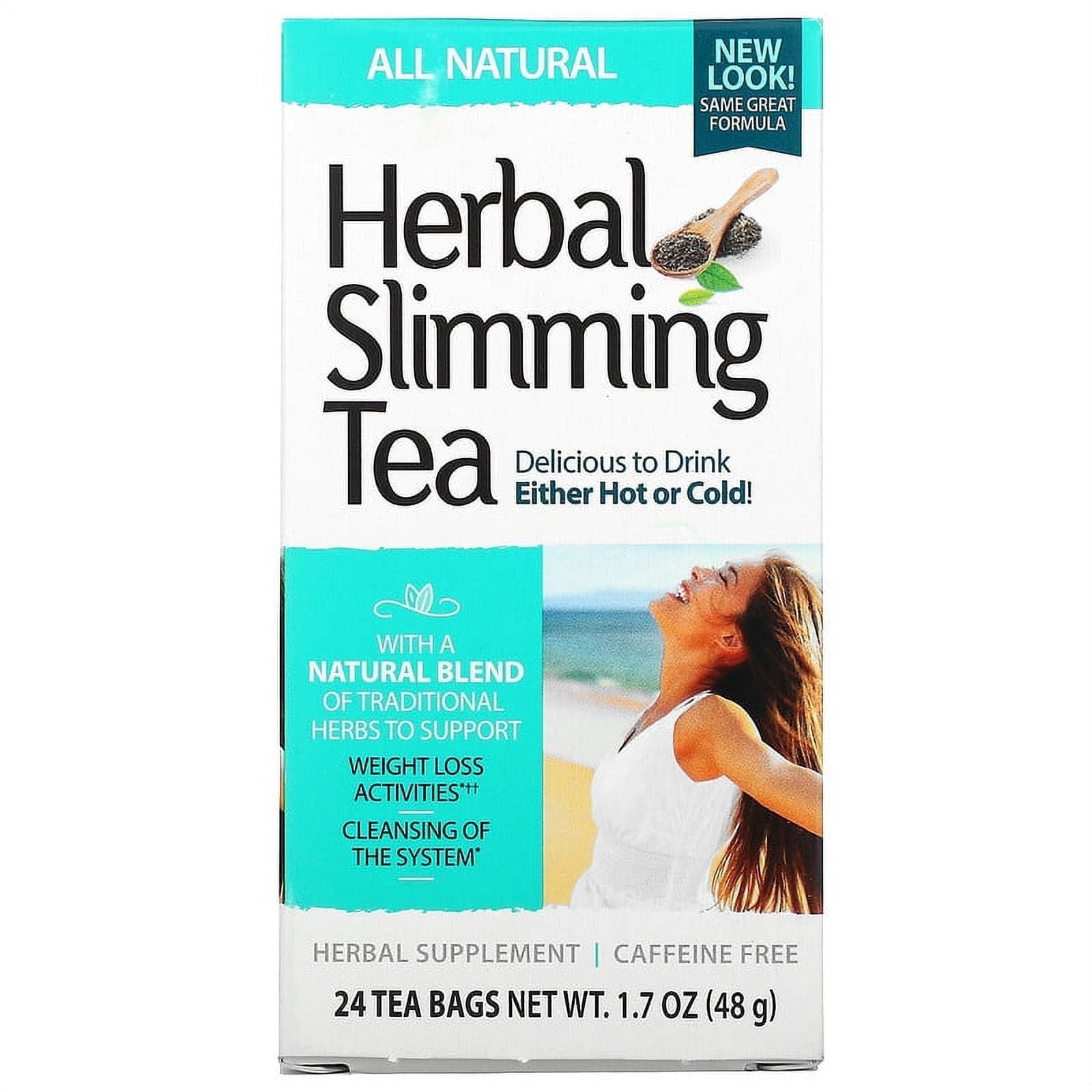 21st Century, Herbal Slimming Tea, All Natural, Caffeine Free, 24 Tea Bags, 1.7 oz Pack of 4