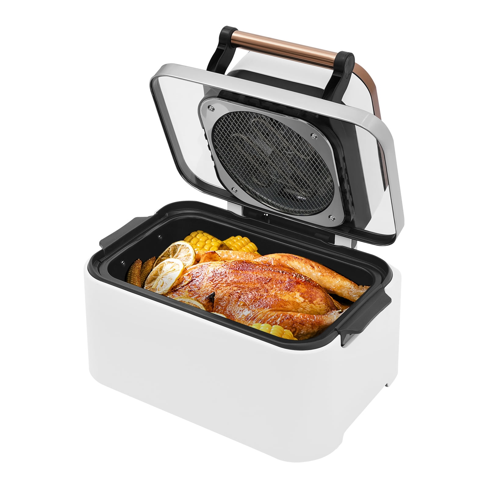 12L Multifunctional Air Fryer, 1700w Electric Air Fryer, Household Viewable Glass Air Fryer with 360° Hot Air Circulation, 176-410℉(White)