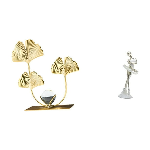 Estatua de figura,Estatuas de hojas y flores de metal,esculturas decorativas,Figuras decorativas para el hogar,para estante,mesa o vitrina.,Figura de escritorio,Estatua de bailarina de