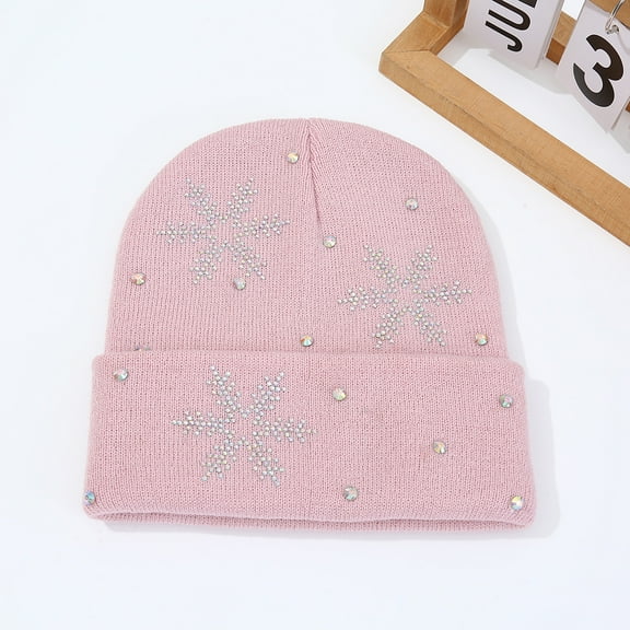 Winter Beanie - Fashionable Cap, Decorative Rhinestone Hat for Women 2Pcs