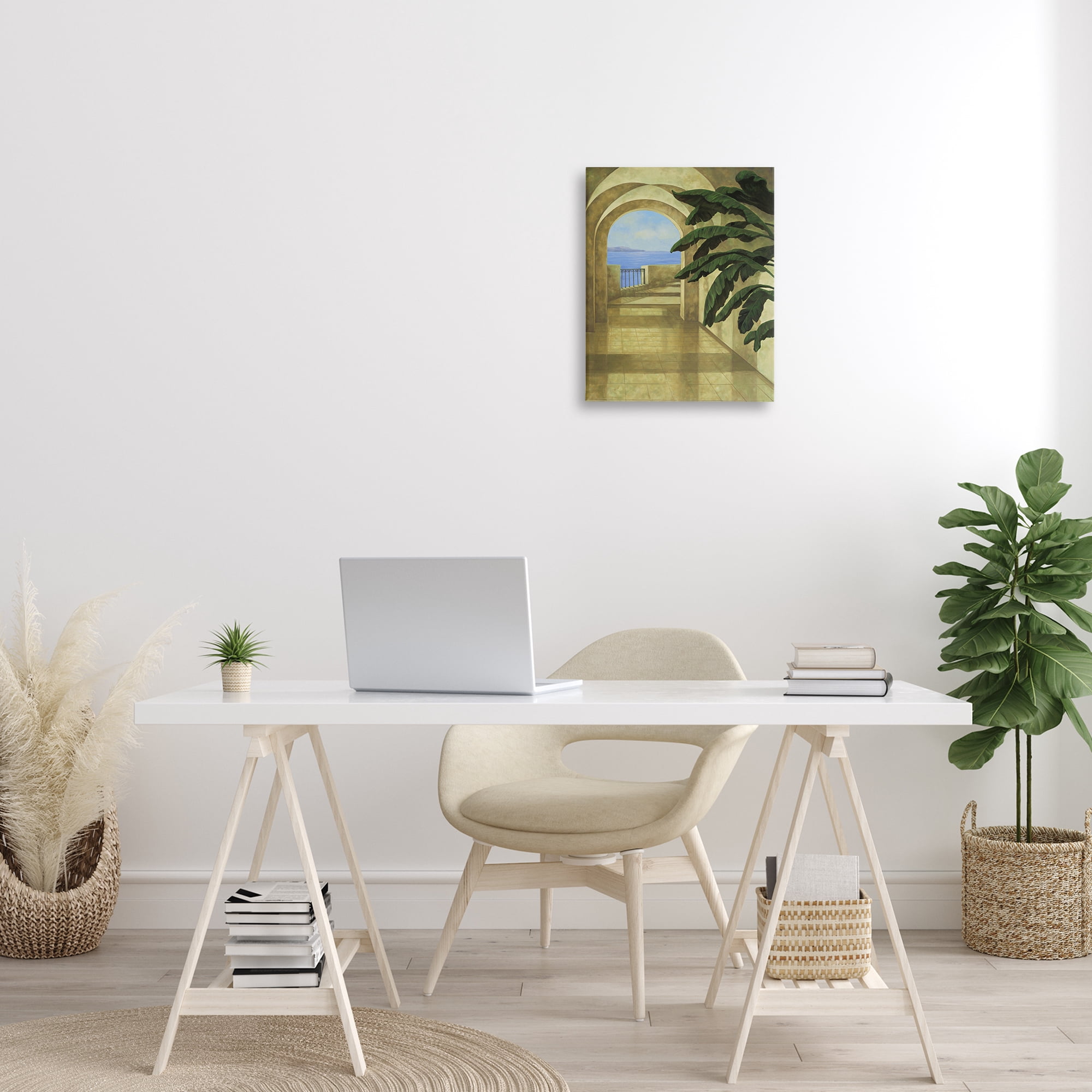 Stupell Industries Coastal Villa Palm Town & City Painting Gallery Wrapped Canvas Art Print Wall Art, 16 x 20
