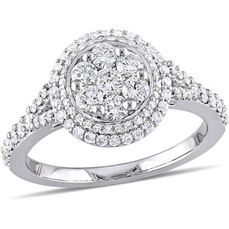 Miabella 1 Carat T.W. Diamond 14kt White Gold Vintage Cluster Engagement Ring