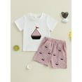 thumbnail image 4 of BemeyourBBs Toddler Boys Summer Outfits Sailboat Embroidery T-Shirts Shorts, 4 of 9
