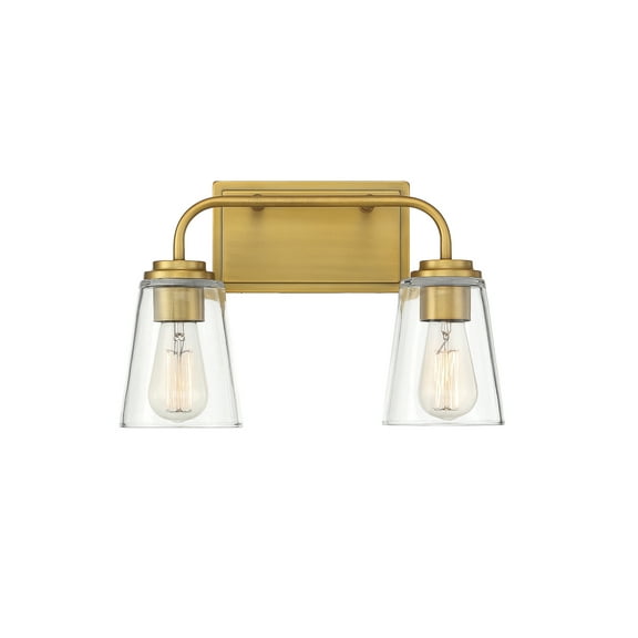 Trade Winds Lighting 2-Light Bathroom Vanity Light In Natural Brass