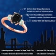 thumbnail image 2 of Gem Stone King 18K Rose Gold Plated Silver Black Sapphire and Simulated White Opal Engagement Ring for Women | 3.00 Cttw | Oval 9X7MM | Gemstone September Birthstone | Size 7, 2 of 6