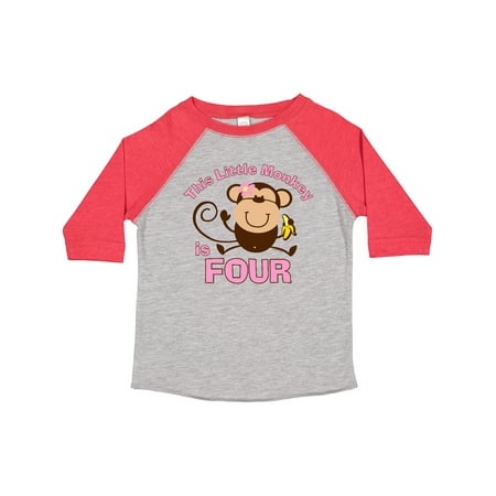 

Inktastic Little Monkey Girl 4th Birthday Gift Toddler Toddler Girl T-Shirt