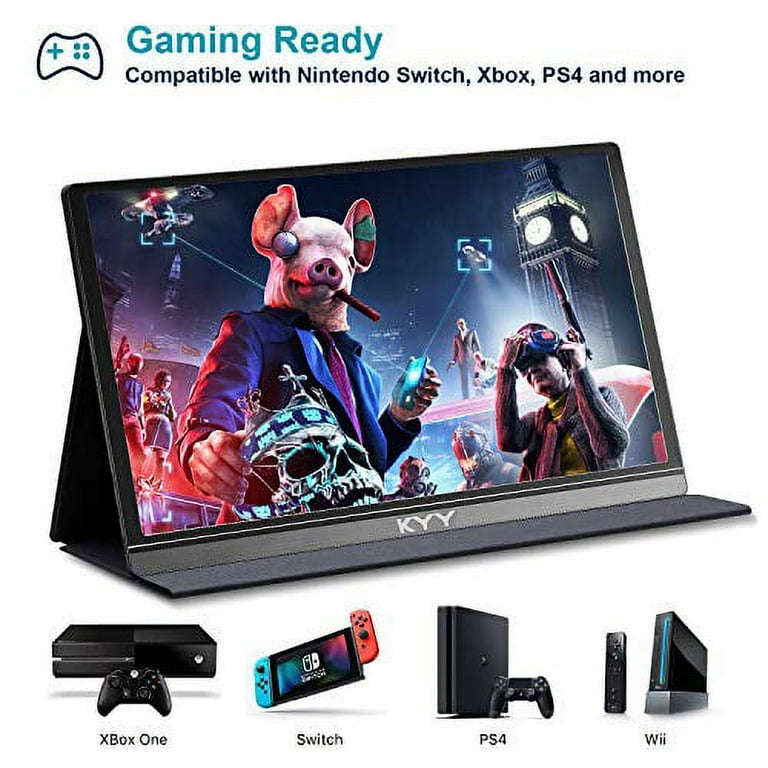 Portable Monitor - KYY 15.6inch 1080P FHD USB-C Laptop Monitor HDMI  Computer Display HDR IPS Gaming Monitor w/Premium Smart Cover & Speakers,  External Monitor for Laptop PC Mac Phone PS4 Xbox Switch 