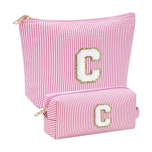 Initial Makeup Bag For Women Girls Cosmetic Organizer Travel Toiletry Pouch Idea