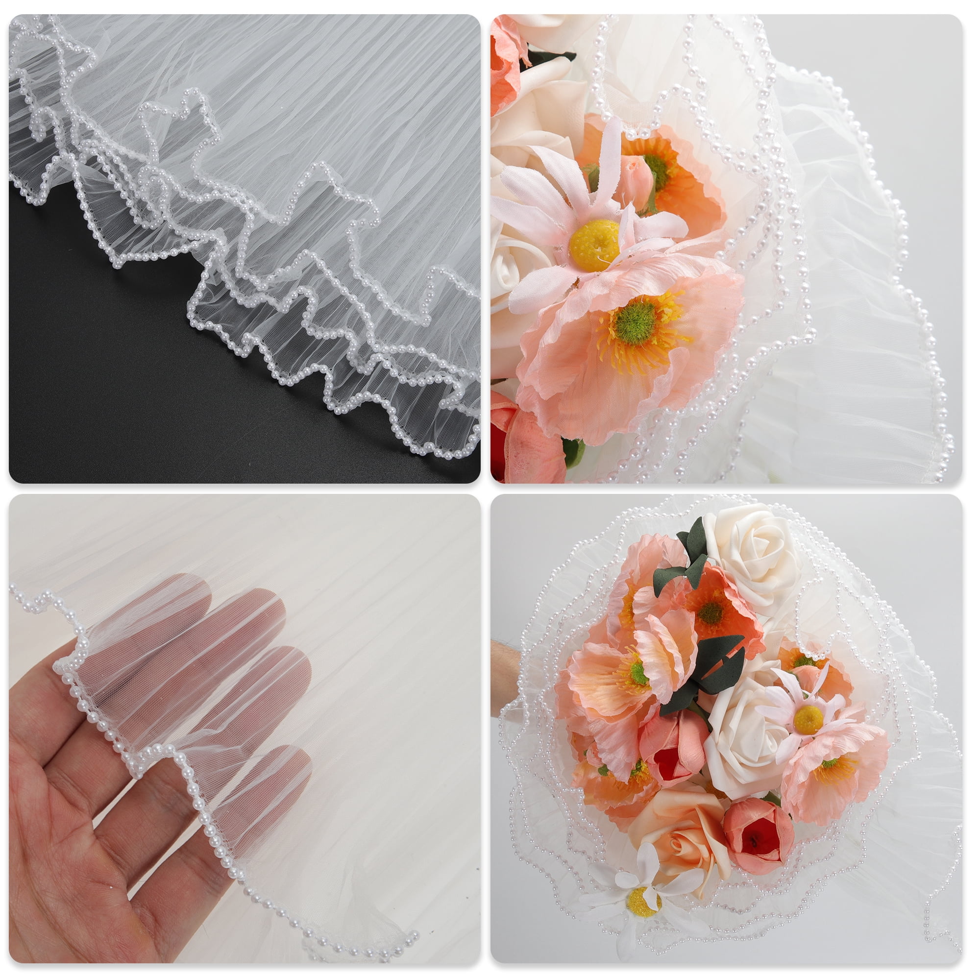 Unique Bargains Faux Pearl Edge Flower Wrap Paper for All Occasions 1 Pc White
