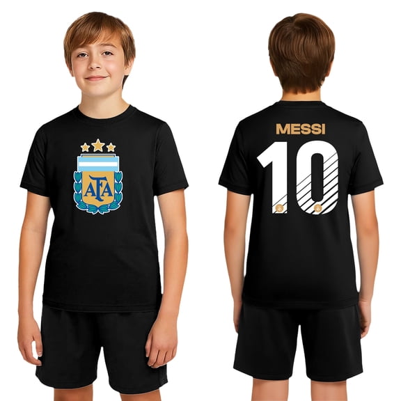 Icon Sports Argentine Football Association Lionel Messi Cotton T-Shirt - Unisex Kids - AFA699CT Black YL