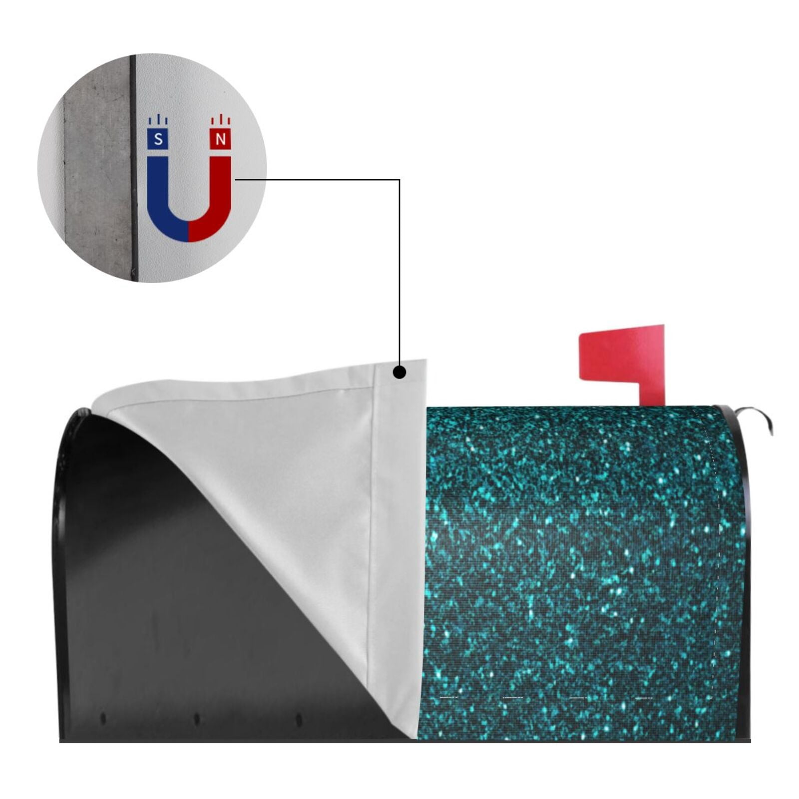 Logiee teal sparkling Print Post Letter Box Wrap Decor, Mailbox Cover Suitable for Standard Mailbox and Large Size Mailbox,Outdoor Yard Decoration-25.5x21 in