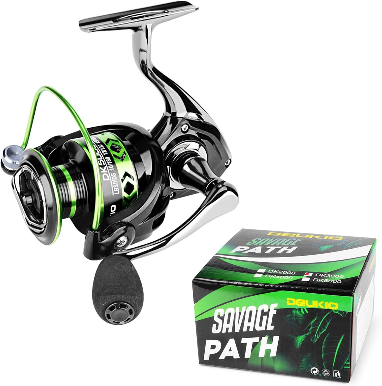 Green Spinning Fishing Reels, 2000 3000 4000 5000 Ultra Light Smooth Powerful Spinning Reel Carbon Frame and Rotor Fishing Tools for Freshwater and Saltwater