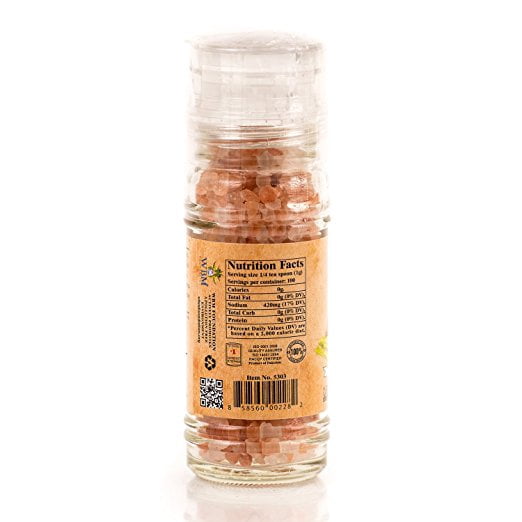 Himalayan Chef Pink Salt Refillable Grinder, 3.53-Ounce,Pure Salt in the World free of Bleaches or Chemical Additives , Delicious Tasting,Pure Gourmet Crystals