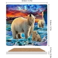 thumbnail image 4 of SKYSONIC Oil Painting of Polar Bear Family Printed Square Ceramic Coaster for Drinks with Cork Base for Coffee Cups Place Mats for Home Decor Set of 6 Pieces, 4 of 4