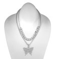 thumbnail image 4 of Elevate any ensemble with this exquisite SILVER BUTTERFLY PENDANT PAVE CRYSTAL AND CURB CHAIN NECKLACE, 4 of 4
