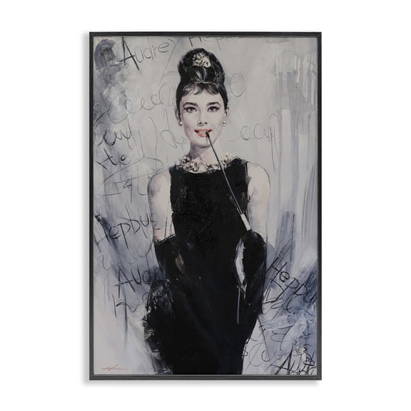 Stupell Industries Classic Audrey Modern Details People Painting Black Framed Art Print Wall Art, 12 x 18