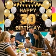 thumbnail image 2 of 6x4FT Happy 30th Birthday Backdrop for Men Women White Black Gold Glitter Balloons 30 Birthday Photography Background 30 Year Old Birthday Party Decorations Banner Supplies Photo Booth Props, 2 of 7